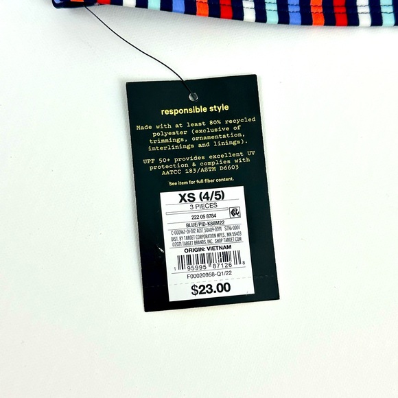 Art Class Girls 3 Piece Rashguard Swimsuit Set Sunset Surf Club design X… - Picture 10 of 10